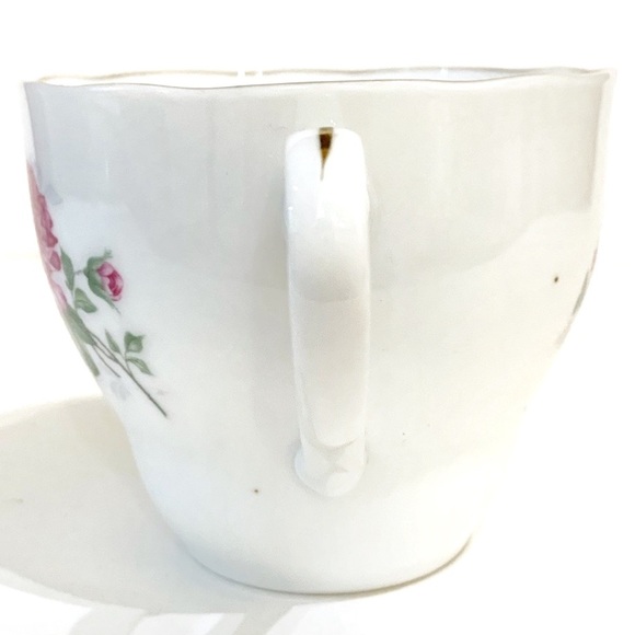 Ceramic Porcelain China 950 Pink Flower Teacup Saucer & Egg Holders White Gold - Picture 4 of 16